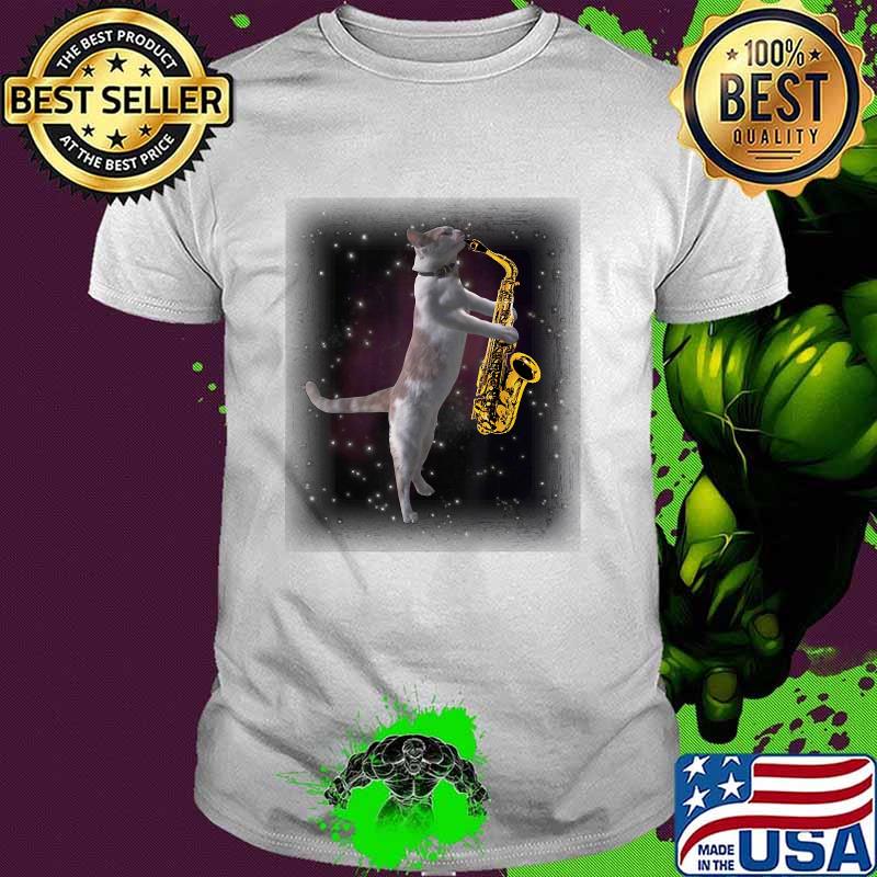 Cat Playing Saxophone Cats In Space With Sax T-Shirt Cat Playing Saxophone Cats In Space With Sax T-Shirt