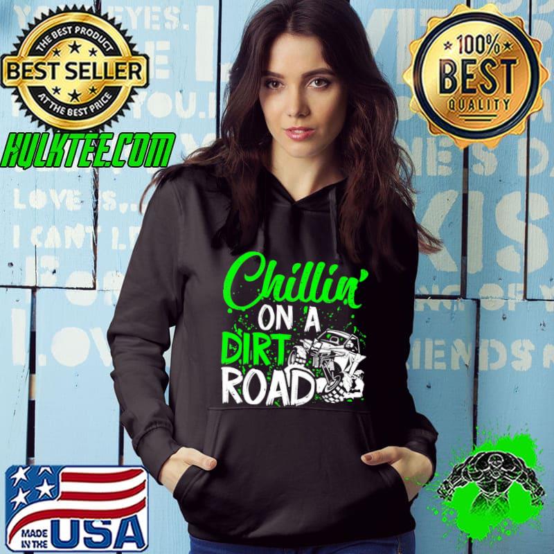 Chillin on a dirt road side by side green shirt