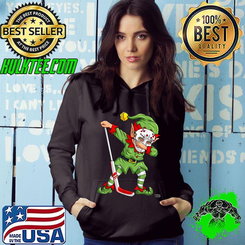 Christmas Elf Dabbing Ice Hockey Player Boys Kids Dab Xmas T-Shirt
