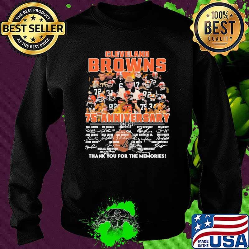 Cleveland browns 75th anniversary 1946 2021 thank you for the memories signatures s Sweater Cleveland browns 75th anniversary 1946 2021 thank you for the memories signatures s Sweater