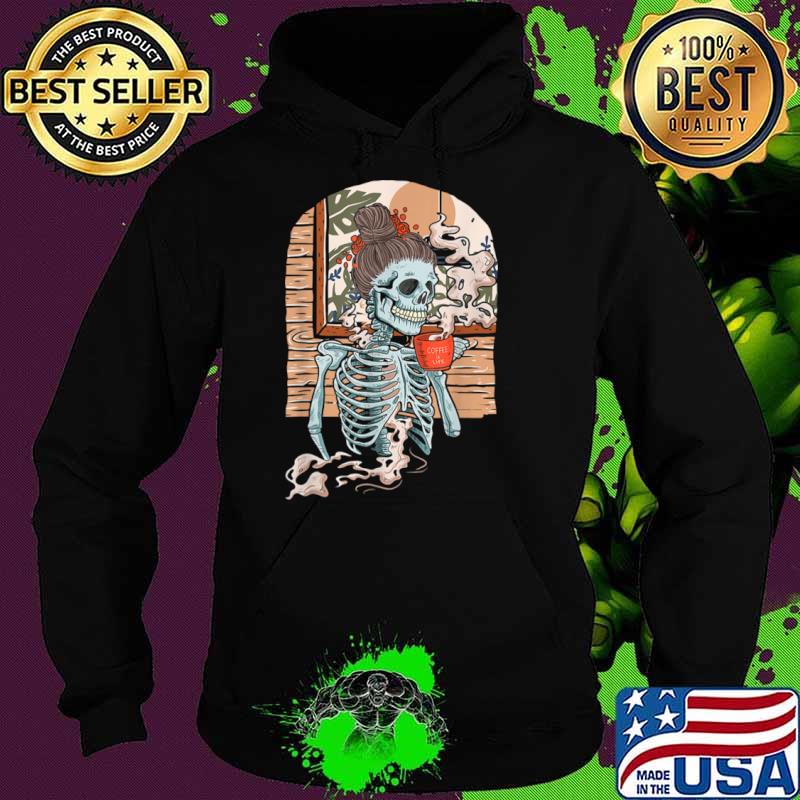 Coffee Skeleton Halloween Vintage Distressed Drinking Skull Shirt Hoodie Coffee Skeleton Halloween Vintage Distressed Drinking Skull Shirt Hoodie
