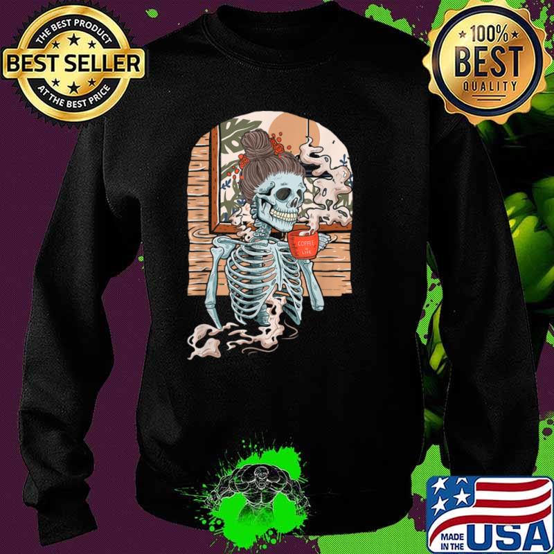 Coffee Skeleton Halloween Vintage Distressed Drinking Skull Shirt Sweater Coffee Skeleton Halloween Vintage Distressed Drinking Skull Shirt Sweater