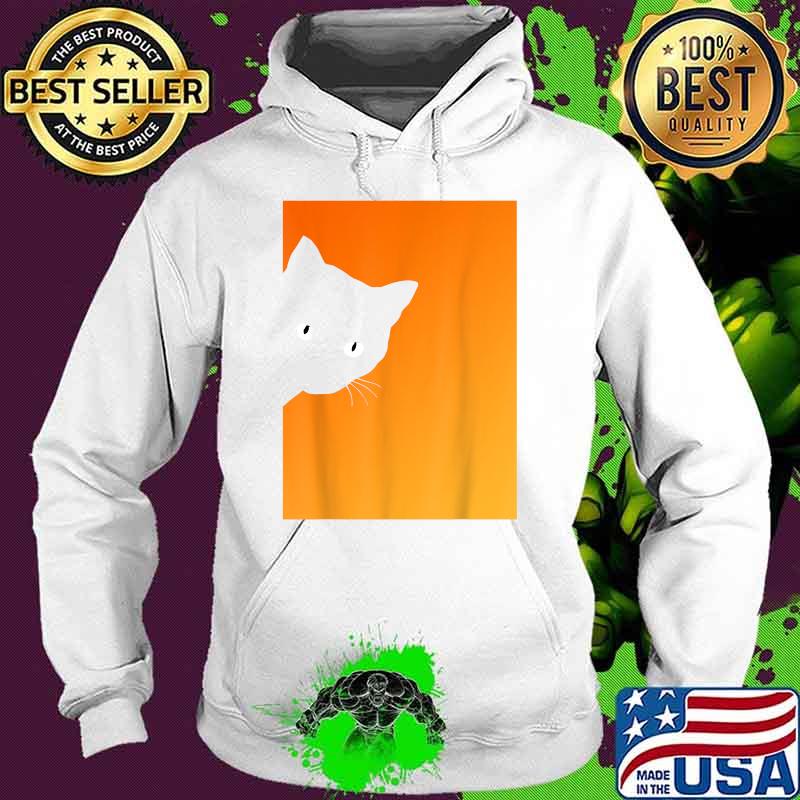 Curious Cat Face On Orange For Cat Lovers Halloween T-Shirt Hoodie Curious Cat Face On Orange For Cat Lovers Halloween T-Shirt Hoodie