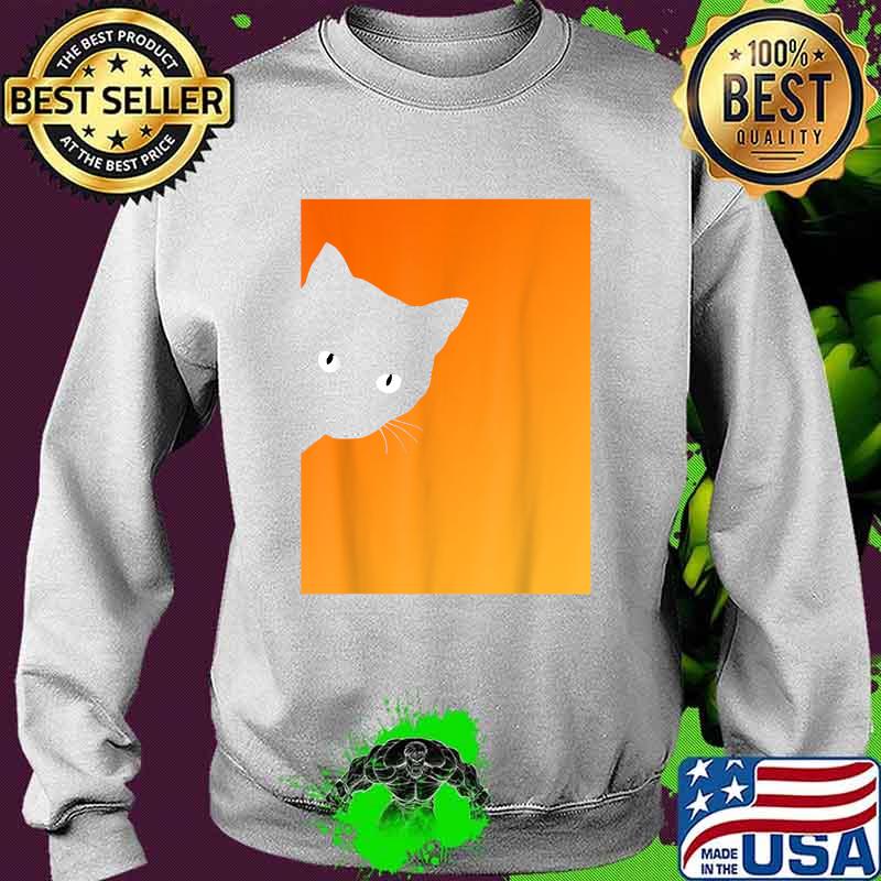 Curious Cat Face On Orange For Cat Lovers Halloween T-Shirt Sweater Curious Cat Face On Orange For Cat Lovers Halloween T-Shirt Sweater