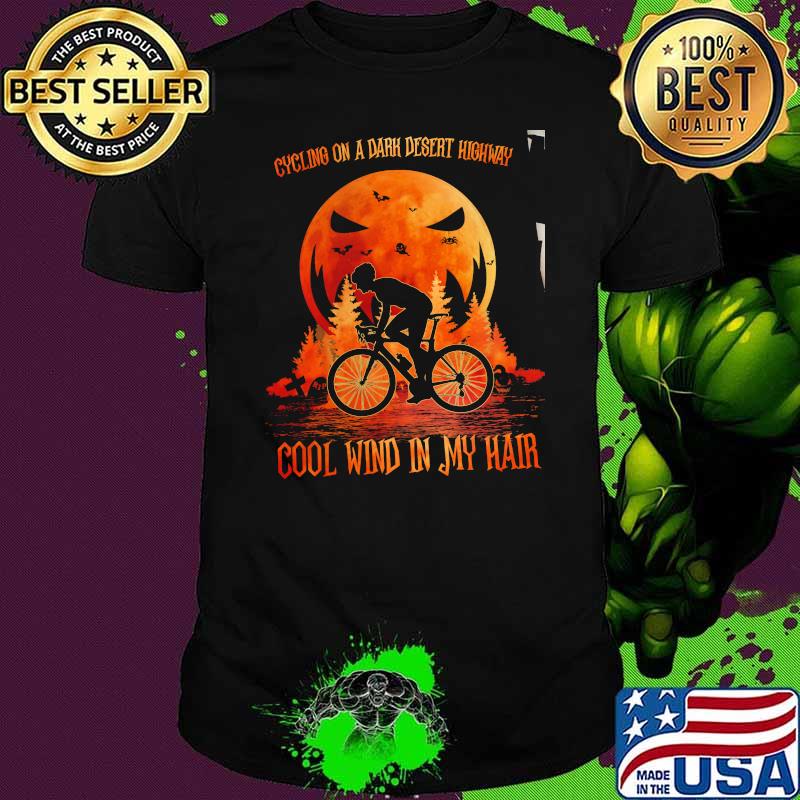 Cycling on a dark desert highway cool wind in my hair bicycle blood moon jack shirt