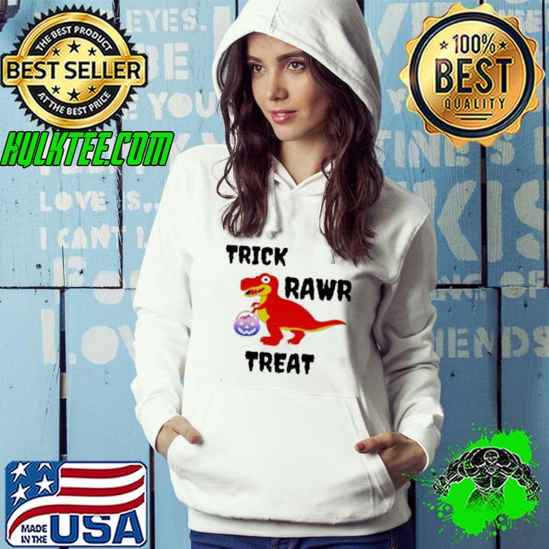 Dinosaur halloween trick rawr treat pun shirt