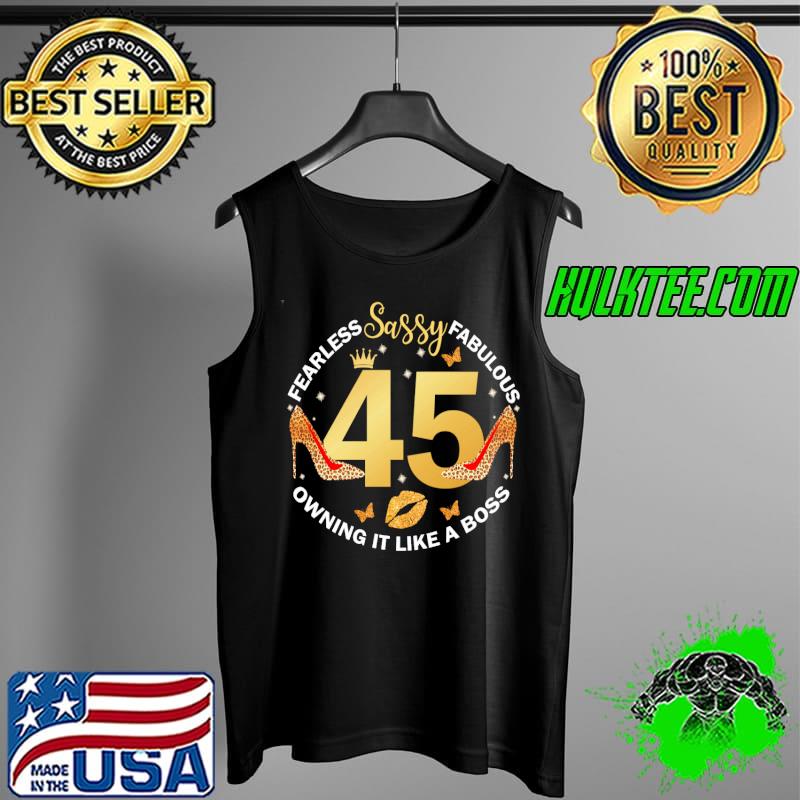 Fearless sassy fabulous owning it like a boss 45th birthday high heel leopard s Tank Top Fearless sassy fabulous owning it like a boss 45th birthday high heel leopard s Tank Top