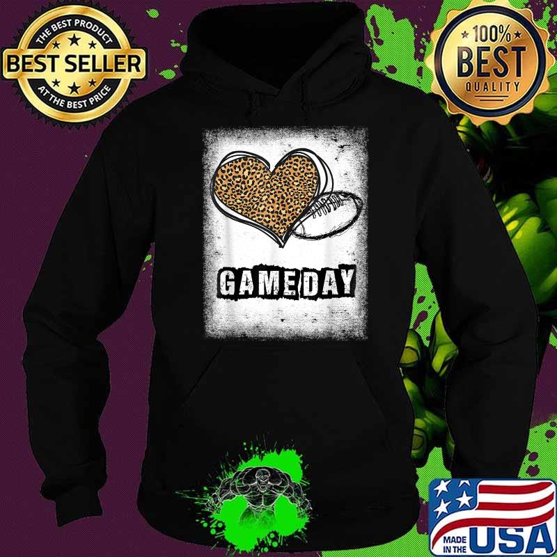 Game Day Leopard Heart Football Lovers Mom Bleached T-Shirt Hoodie Game Day Leopard Heart Football Lovers Mom Bleached T-Shirt Hoodie