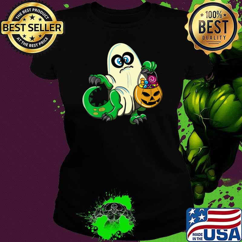 Ghost Dinosaur T Rex Jack O lantern Halloween Candy Bag Shirt Ladies tee Ghost Dinosaur T Rex Jack O lantern Halloween Candy Bag Shirt Ladies tee