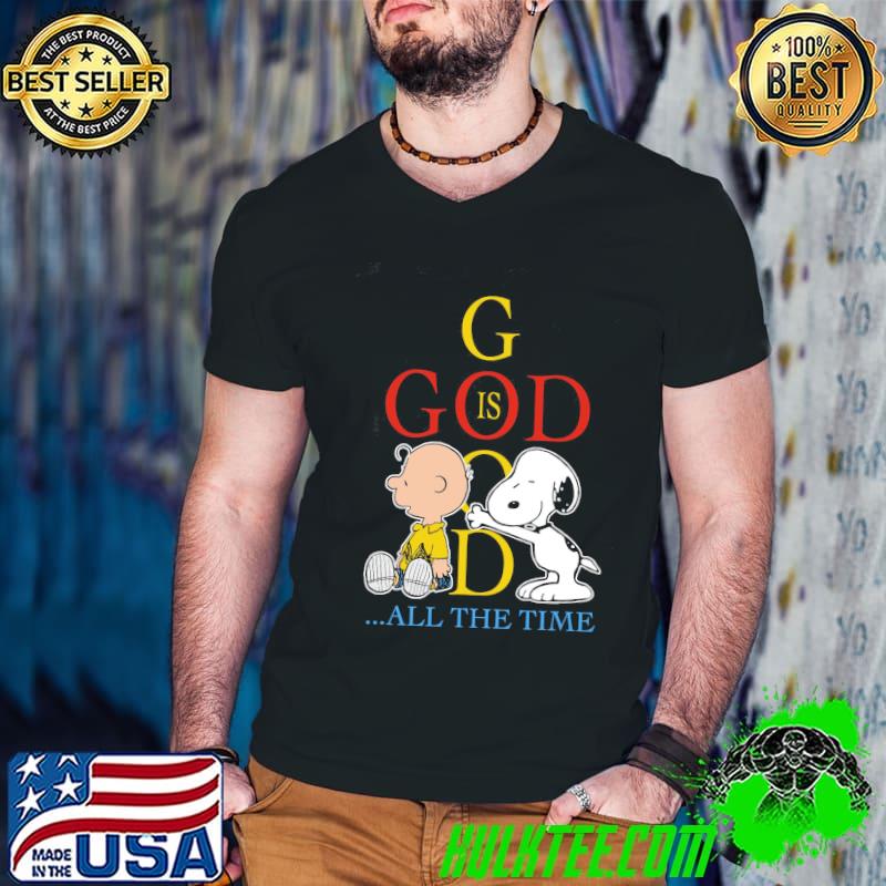 God is all the time Snoopy and chalie s Guys V Neck God is all the time Snoopy and chalie s Guys V Neck