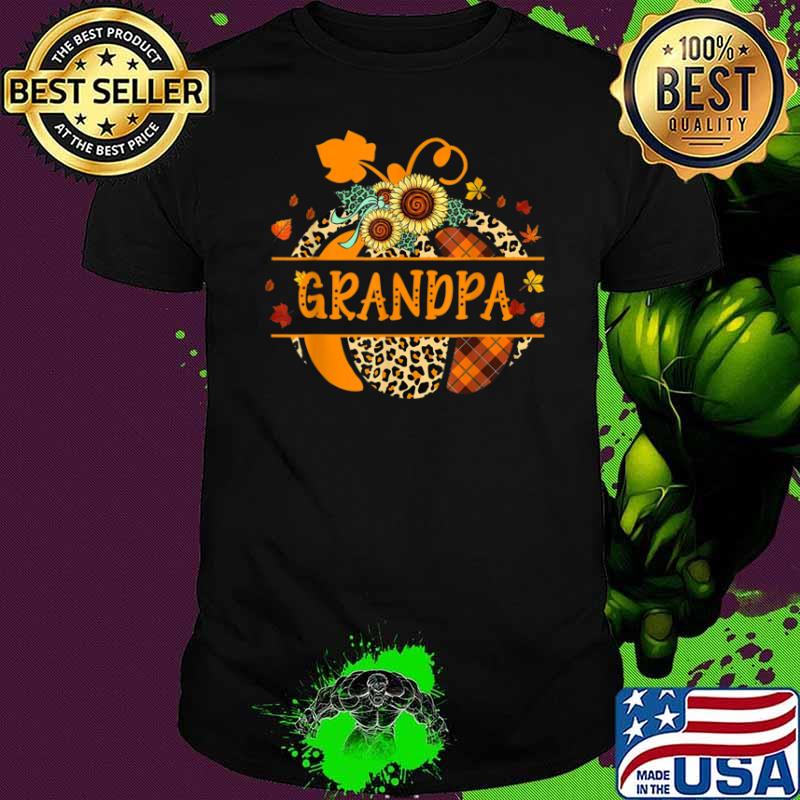 Grandpa Pumpkin Leopard Thankful Grateful For HalloweenShirt