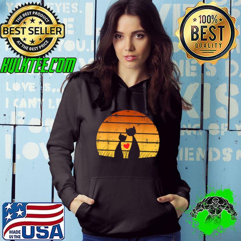 Halloween Black Cats Heart Cat Retro Moon Shirt