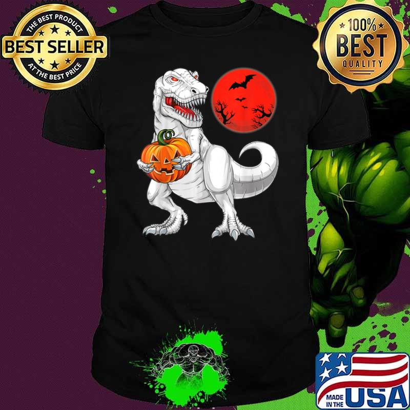 Halloween Boys Kids Dinosaur T rex Pumpkin Scary Shirt