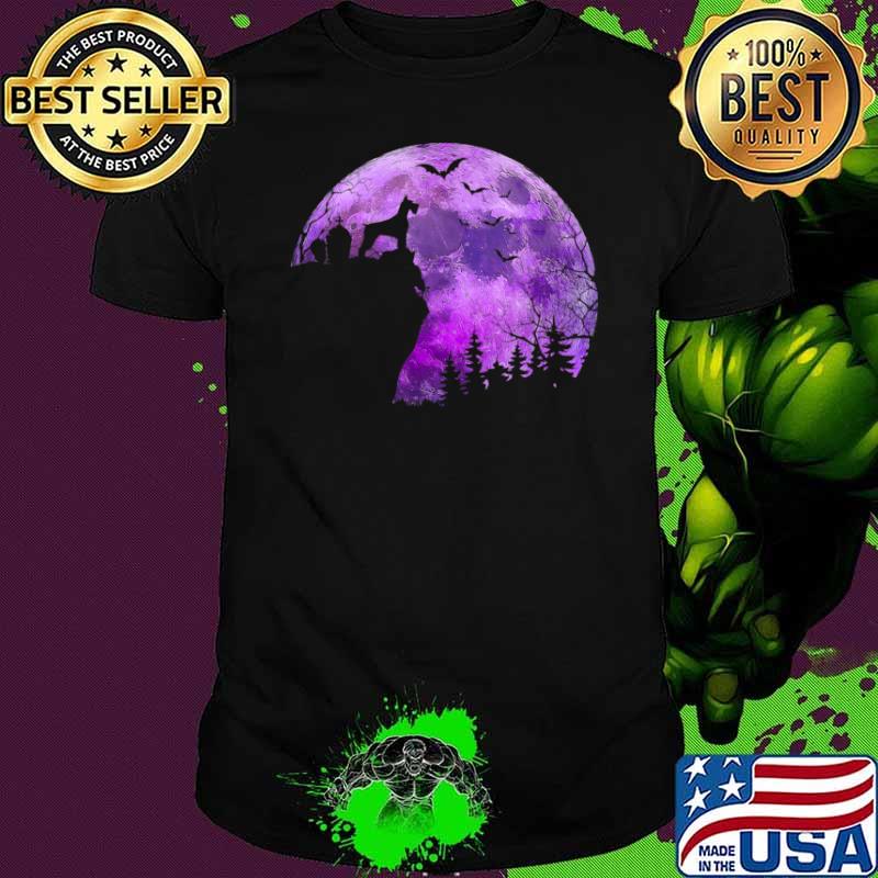 Halloween Mini Schnauzer & Spooky Full Moon & Bats Shirt