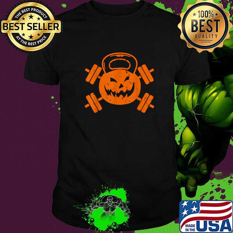 Halloween Pumpkin Kettlebell Fitness Workout Gymmer T-Shirt