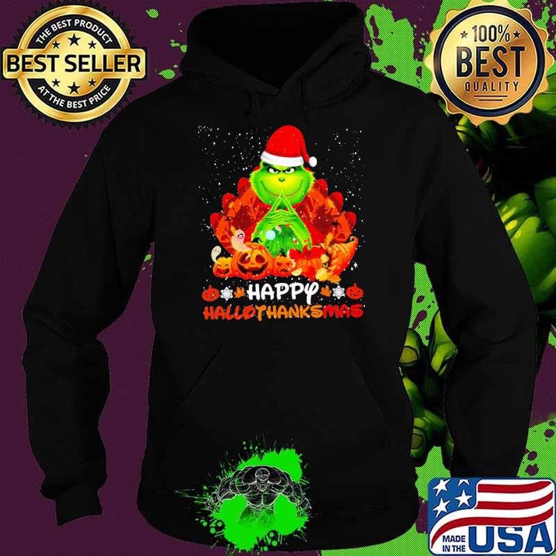 happy hallothanksmas grinch pumpkin santa s Hoodie happy hallothanksmas grinch pumpkin santa s Hoodie