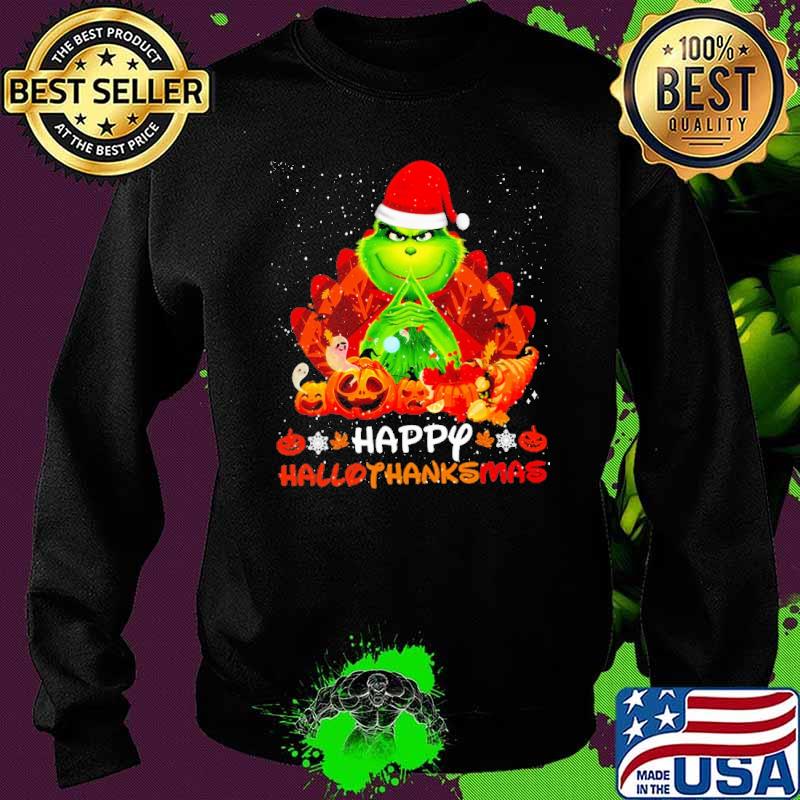 happy hallothanksmas grinch pumpkin santa s Sweater happy hallothanksmas grinch pumpkin santa s Sweater