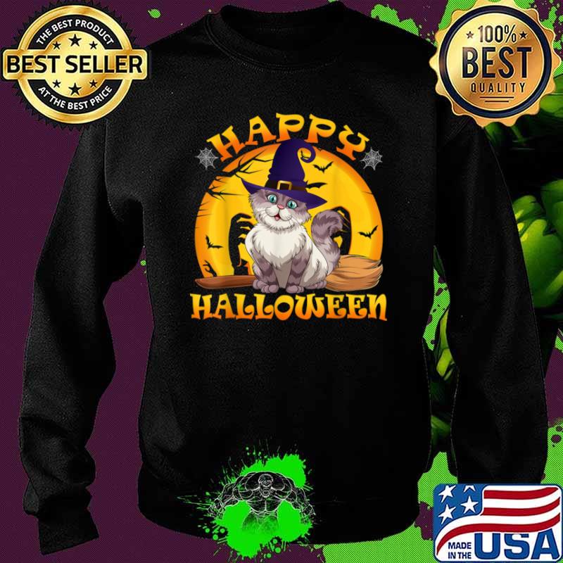 Happy Halloween Cat Blood Moon Shirt Sweater Happy Halloween Cat Blood Moon Shirt Sweater