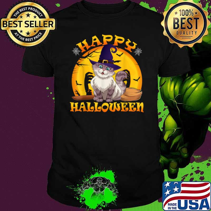 Happy Halloween Cat Blood Moon Shirt