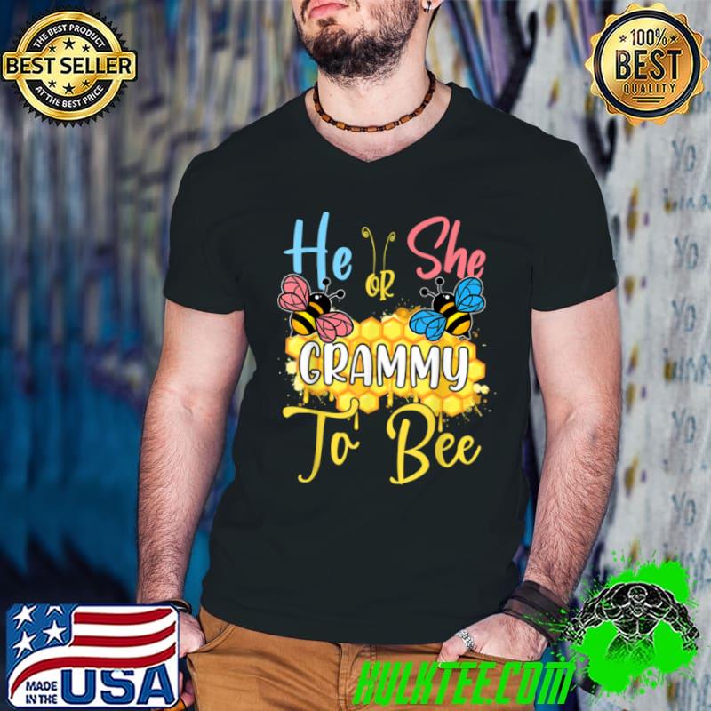 He Or She Grammy To Bee Gender Reveal Bee Shirt Guys V Neck He Or She Grammy To Bee Gender Reveal Bee Shirt Guys V Neck