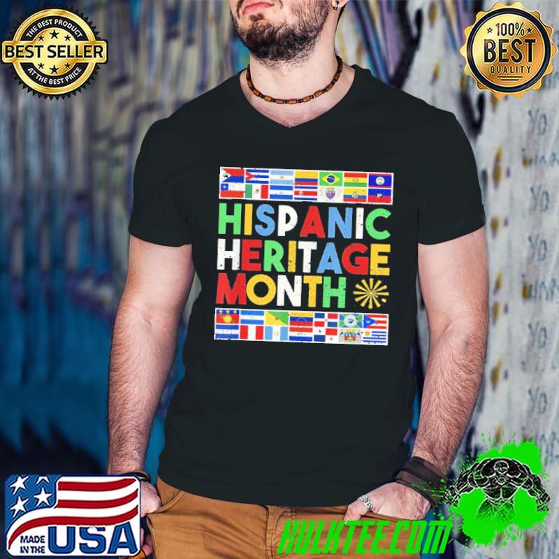 Hispanic Heritage Month Distressed Flags Shirt Guys V Neck Hispanic Heritage Month Distressed Flags Shirt Guys V Neck