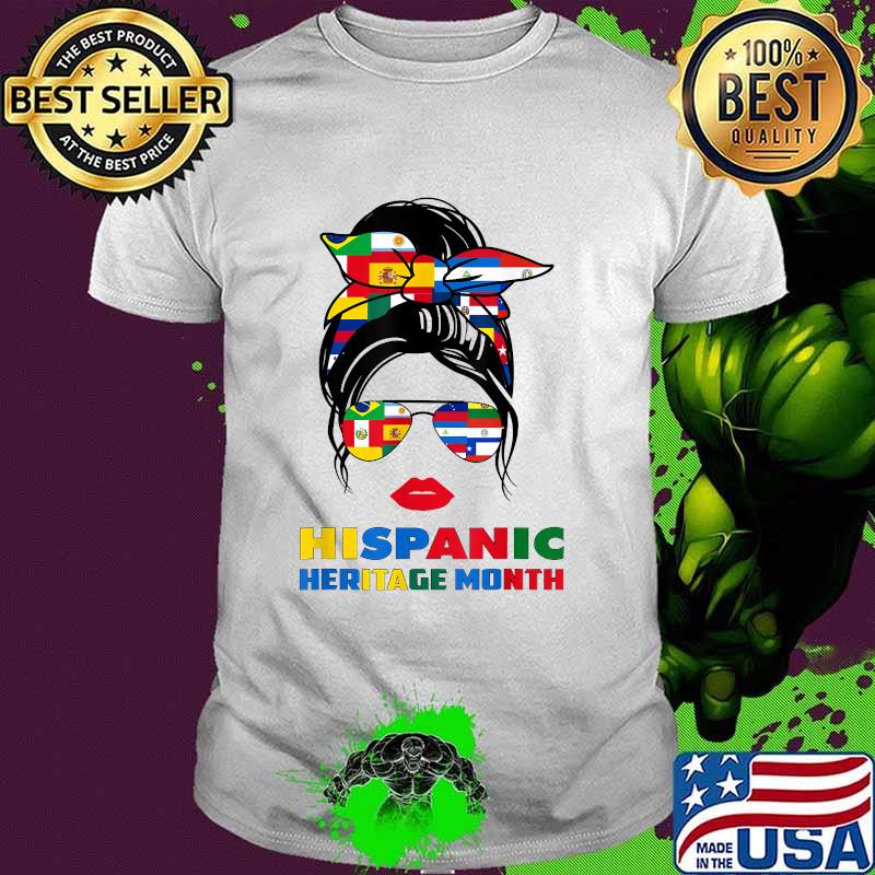 Hispanic Heritage Month Latina Women Messy Bun T-Shirt