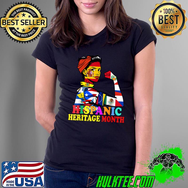 Hispanic Heritage Month Women Countries Latin Culture Flags T-Shirt Ladies Tee Hispanic Heritage Month Women Countries Latin Culture Flags T-Shirt Ladies Tee