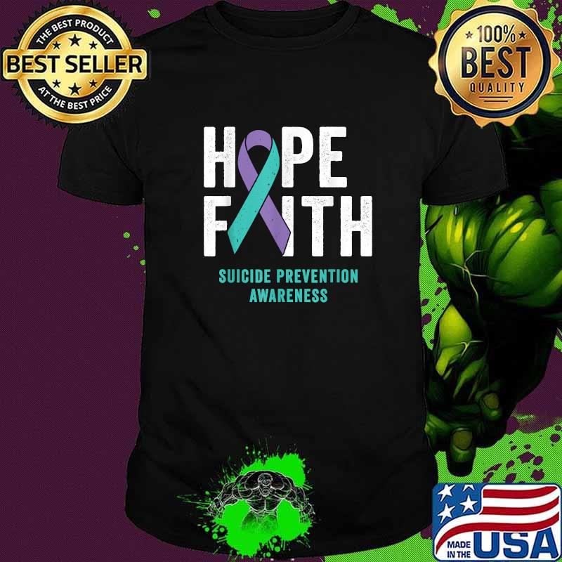 Hope Faith Suicide Prevention Awareness Purple and Teal T-Shirt