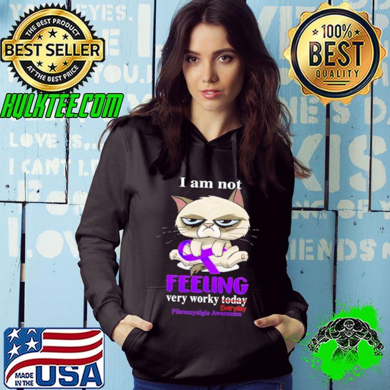 I Am Not Feeling Very Worky Everyday Fibromyalgia Awareness Cat Shirt