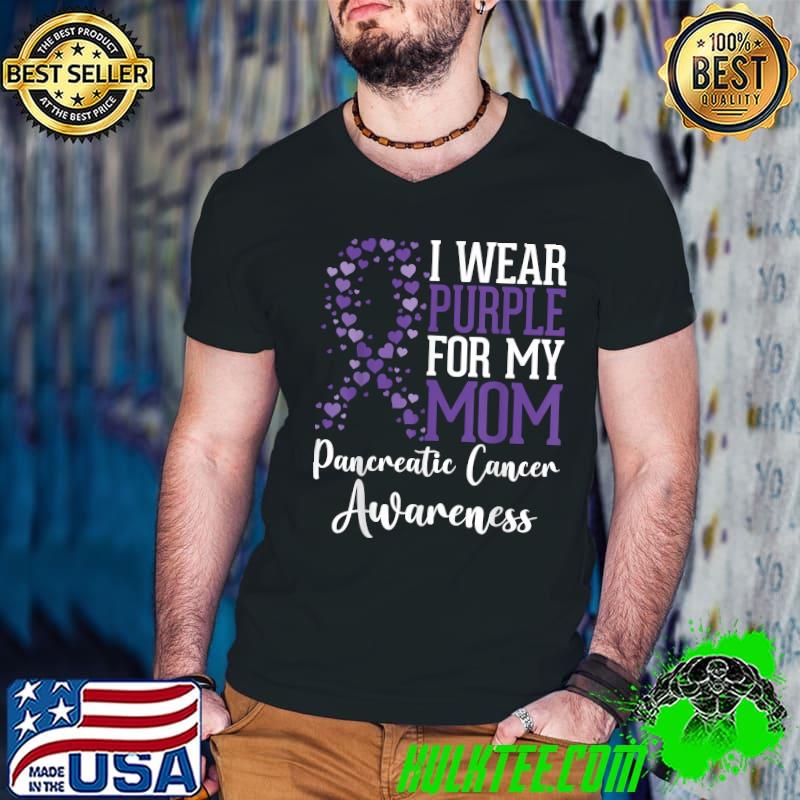 I wear Purple for my Mom Pancreatic Cancer Awareness T-Shirt Guys V Neck I wear Purple for my Mom Pancreatic Cancer Awareness T-Shirt Guys V Neck