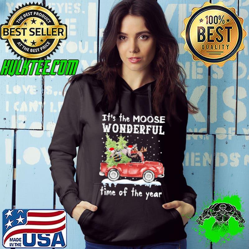Its the moose wonderful time of the year red truck deers tree xmas christ shirt