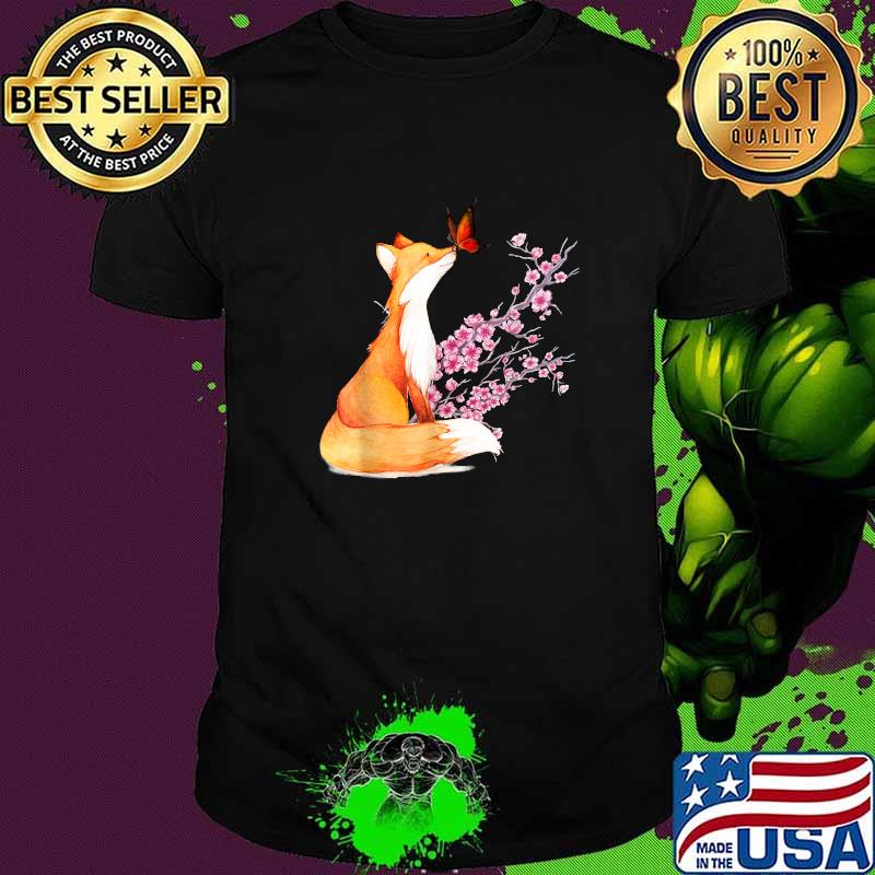 Japanese Fox Cherry blossom Flower sakura trees Kawaii T-Shirt