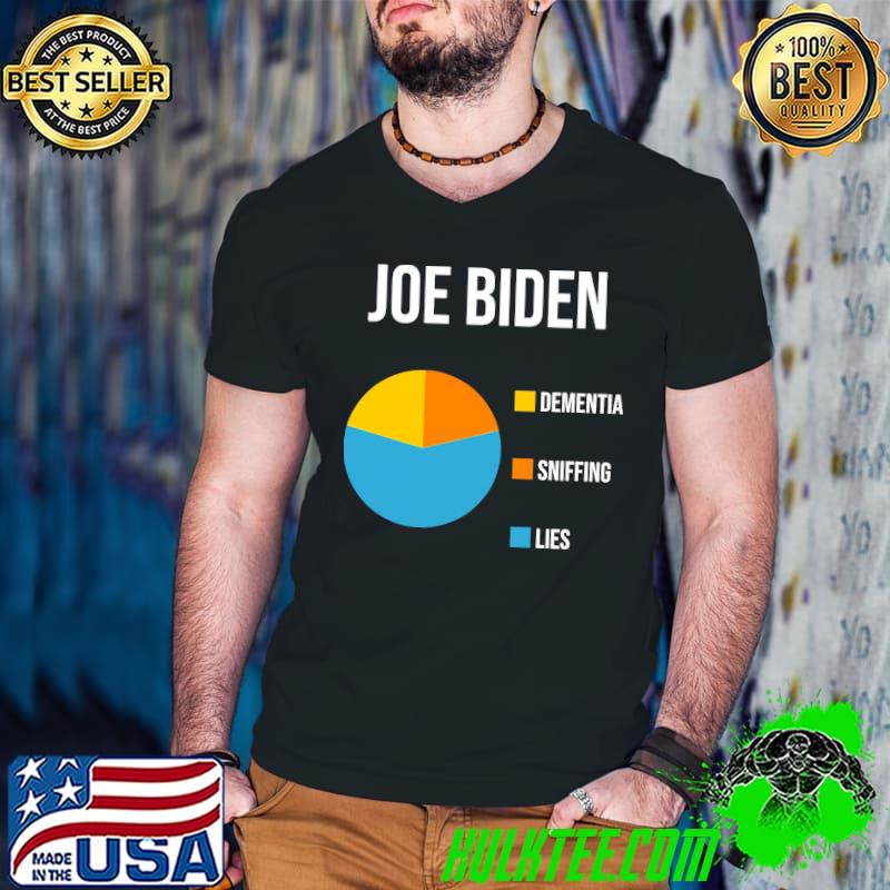 Joe Biden Pie Chart Dementia Sniffing Lies Shirt Guys V Neck Joe Biden Pie Chart Dementia Sniffing Lies Shirt Guys V Neck