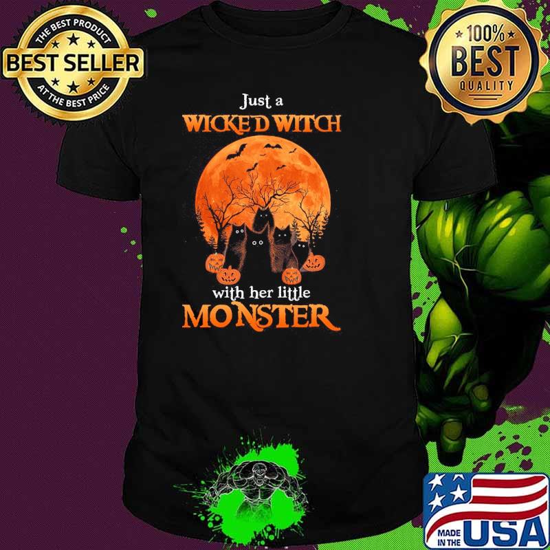 Just a wicked witch with her little monster cats blood moon shirt