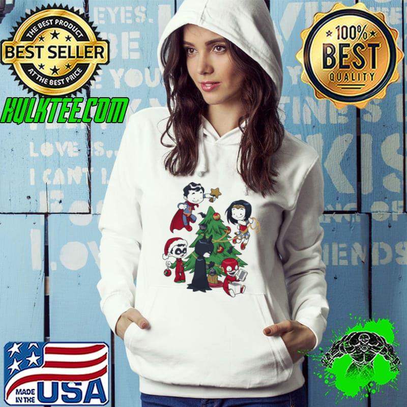 Justice tree ironman superman christmas shirt
