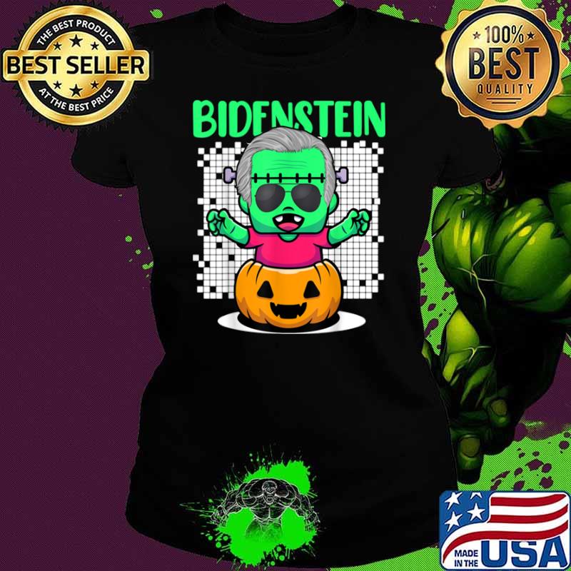 Kawaii Halloween Pumpkin Head And Biden As Frankenstein Shirt Ladies tee Kawaii Halloween Pumpkin Head And Biden As Frankenstein Shirt Ladies tee