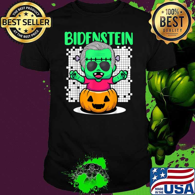 Kawaii Halloween Pumpkin Head And Biden As Frankenstein Shirt Kawaii Halloween Pumpkin Head And Biden As Frankenstein Shirt