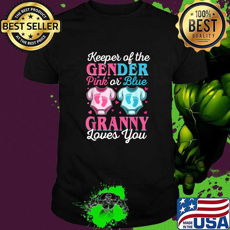 Keeper Of The Gender Granny Loves You Baby Announcement T-Shirt
