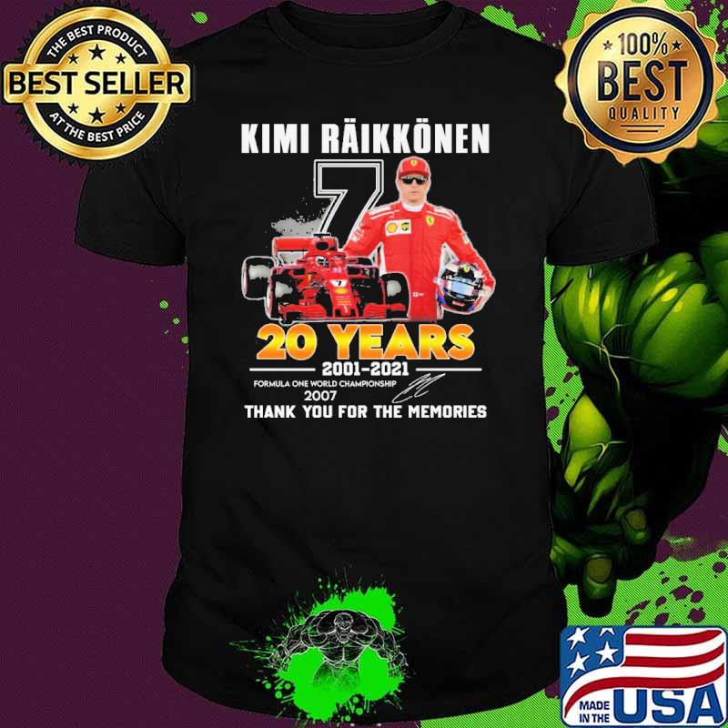 Kimi raikkonen 20 years 2001 2021 thank you for the memories signature shirt