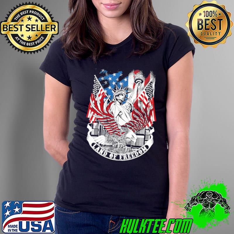 Land of freedom liberty american flag s Ladies Tee Land of freedom liberty american flag s Ladies Tee