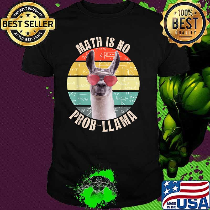 Math Is No Probllama Llama Alpaca Math Teacher Nerd T-Shirt