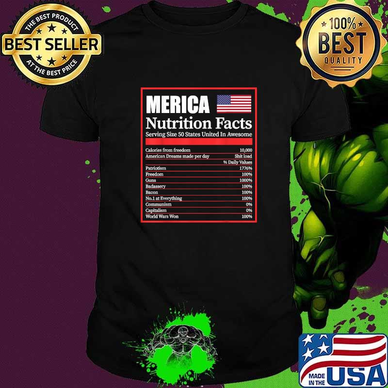 Merica Nutrition Facts America Patriotic T-Shirt