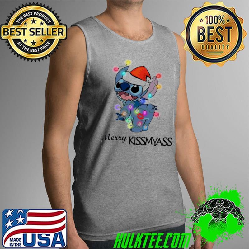 Merry kiss myass stitch with lights wear santa hat christmas s Tank Top Merry kiss myass stitch with lights wear santa hat christmas s Tank Top