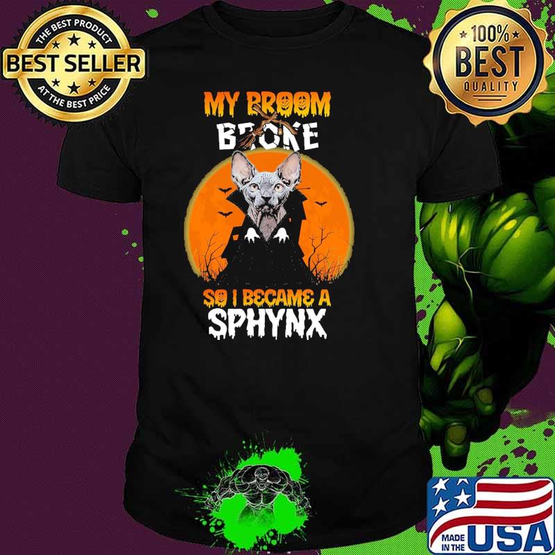 My Broom Broke So I Became A Sphynx Cat lood Moon Shirt