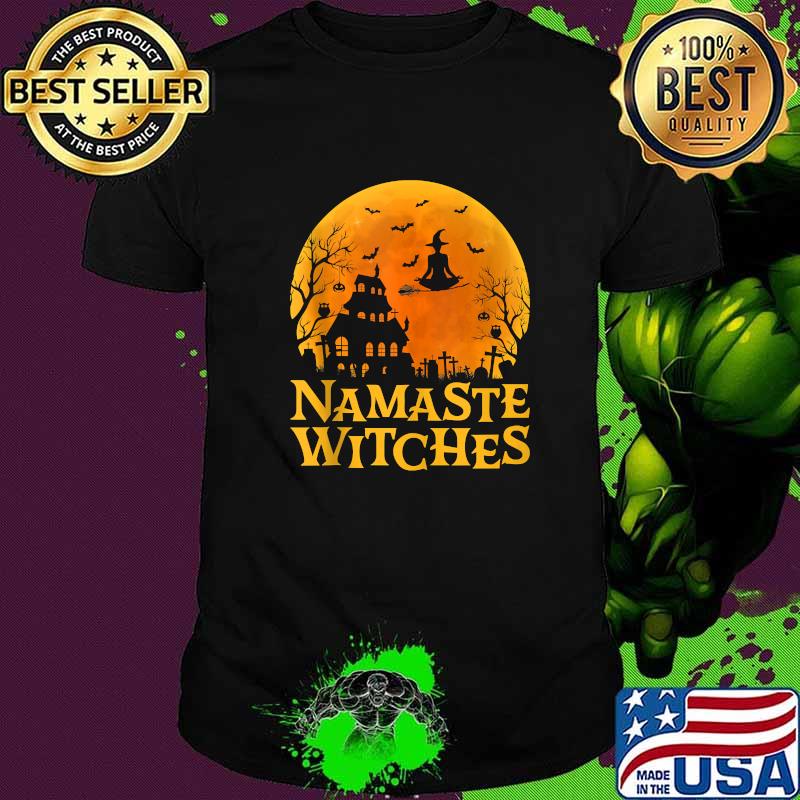 Namaste Witches Yoga Halloween Blood Moon T-Shirt