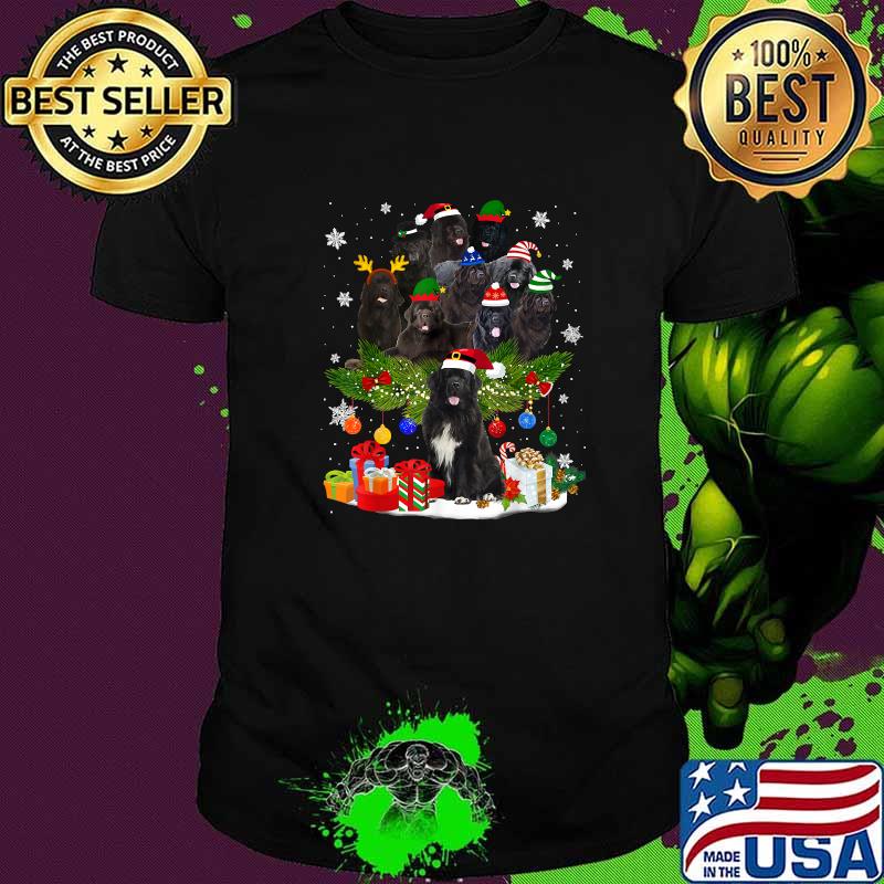 Newfoundland Christmas Tree Lights Dog Xmas T-Shirt