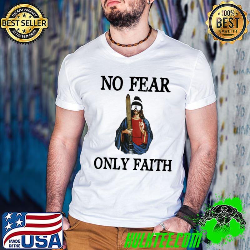 No fear only faith skiing jesus s Guys V Neck No fear only faith skiing jesus s Guys V Neck