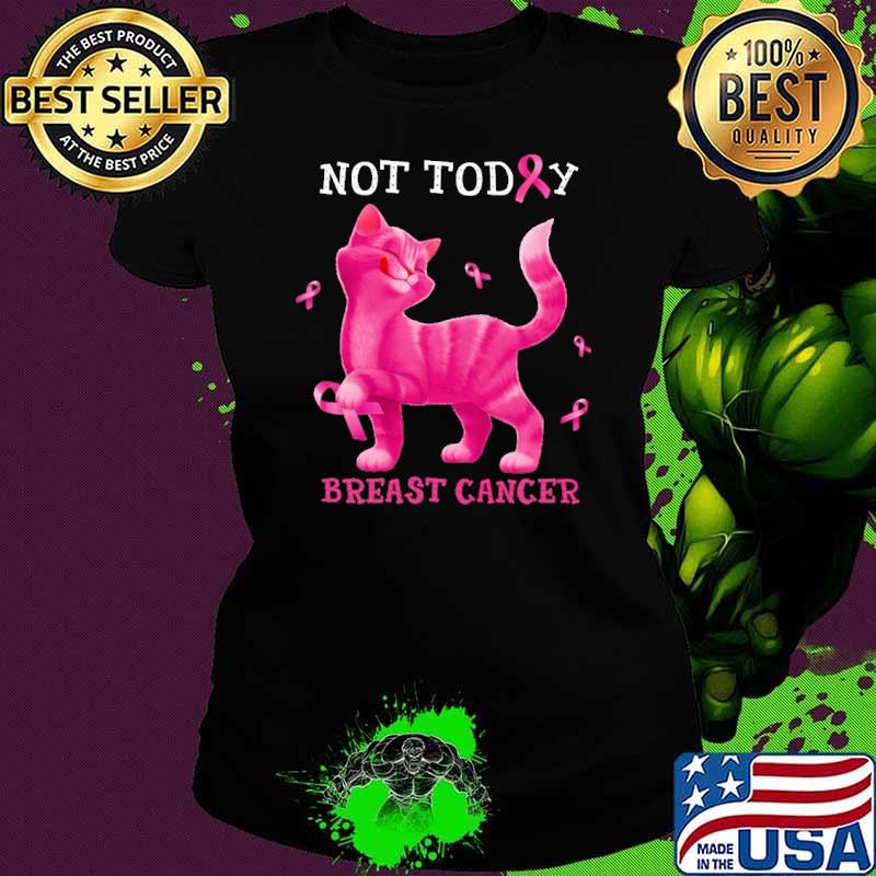 Not today breast cancer cat pink ribbon s Ladies tee Not today breast cancer cat pink ribbon s Ladies tee
