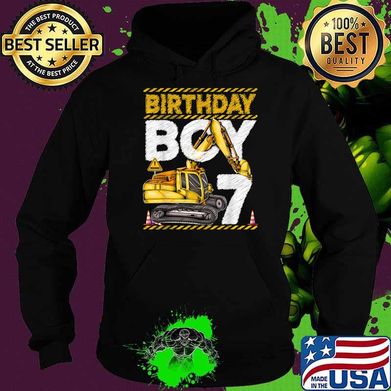 Official birthday Boy 7 Construction 7th Birthday Excavator Birthday T-Shirt Hoodie Official birthday Boy 7 Construction 7th Birthday Excavator Birthday T-Shirt Hoodie