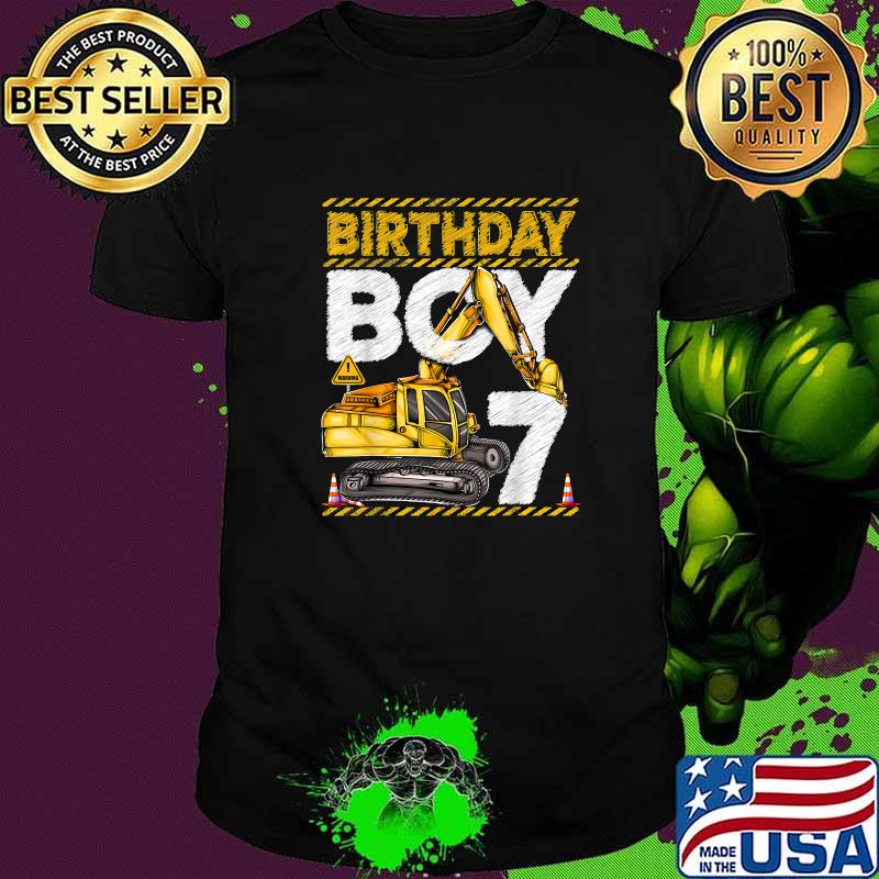 Official birthday Boy 7 Construction 7th Birthday Excavator Birthday T-Shirt Official birthday Boy 7 Construction 7th Birthday Excavator Birthday T-Shirt